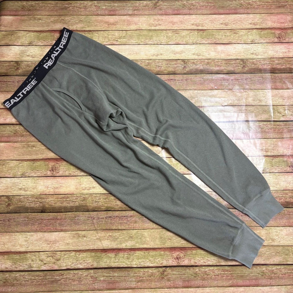 Realtree Olive Green Thermal Base Layer Pants Camo Band NWT Sample Size M